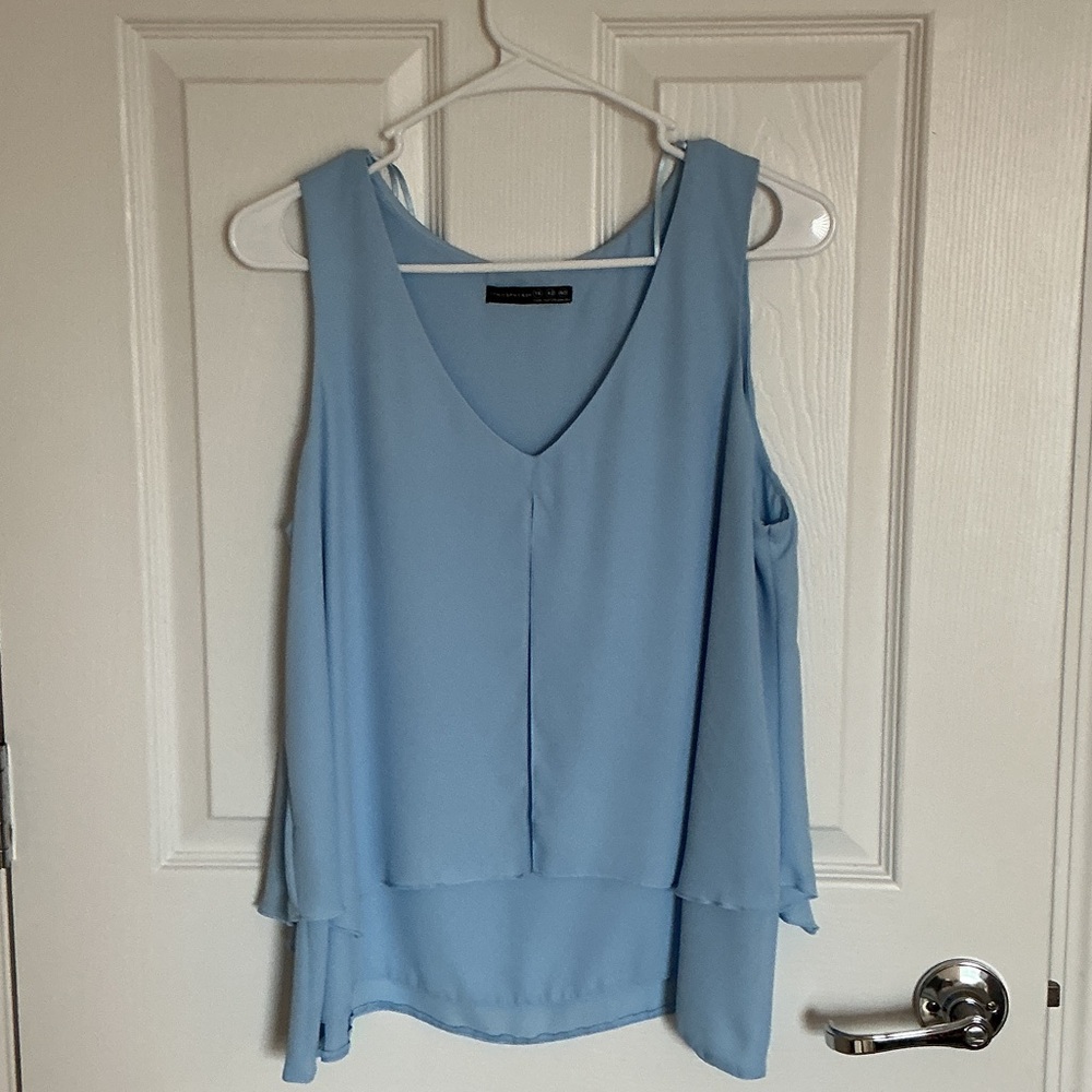 Atmosphere Light Blue Sleeveless Layered Top